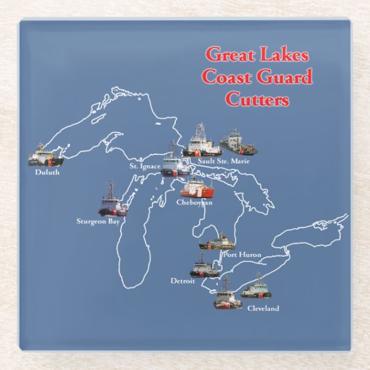 Great Lakes Coast Guard Cutters glazen Onderzetter (Voorkant)