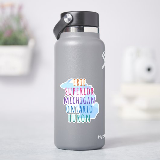 Great Lakes Eenvoudige Tekst Midden Staat Sticker (HydroFlask)
