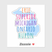 Great Lakes Eenvoudige Tekst Midden Staat Sticker (Vel)