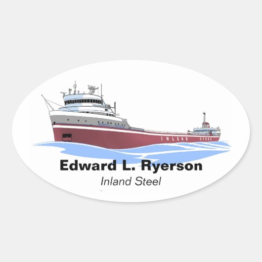 Great Lakes freighter Edward L. Ryerson billboard Ovale Sticker (Voorkant)