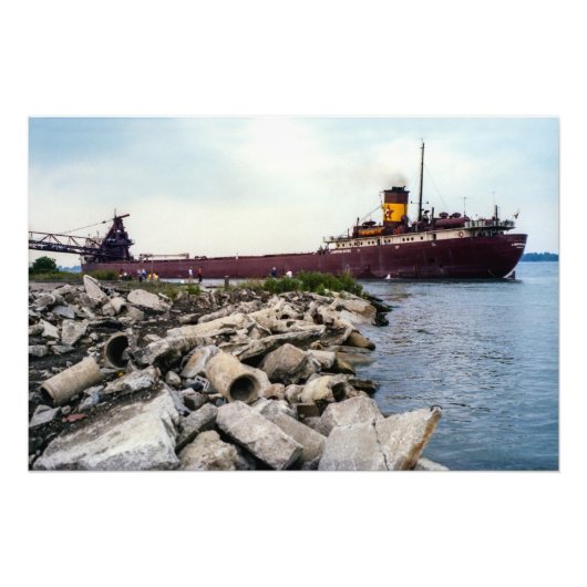 Great Lakes freighter J. Burton Ayers circa 1980 Foto Afdruk (Voorkant)