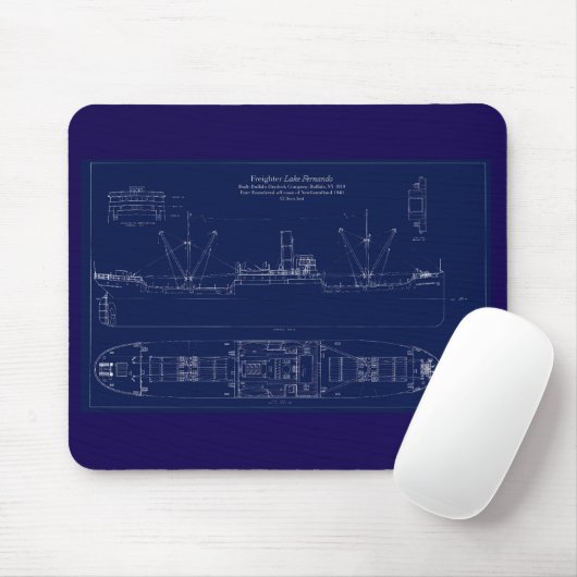 Great Lakes Freighter Lake Fernando Blueprint Muismat (Met muis)