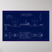 Great Lakes Freighter Lake Fernando Blueprint Poster (Voorkant)