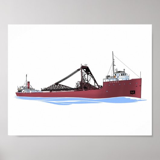 Great Lakes Freighter Sierra Zelflosser Poster (Voorkant)