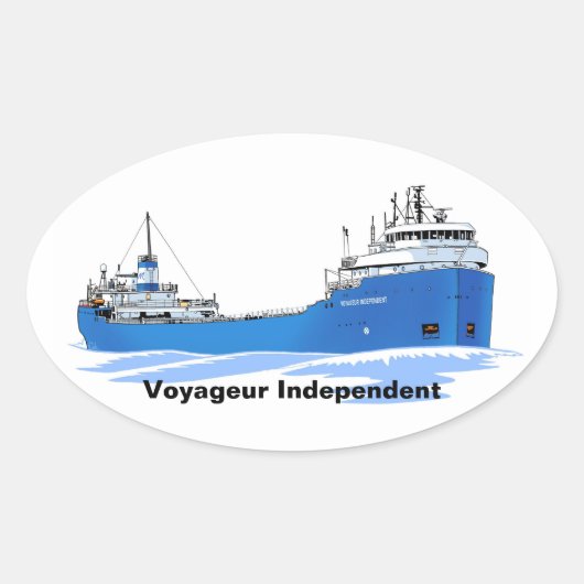 Great Lakes Freighter Voyageur Independent Ovale Sticker (Voorkant)