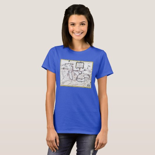 Great Lakes Map, 1755 T-shirt (Voorkant volledig)