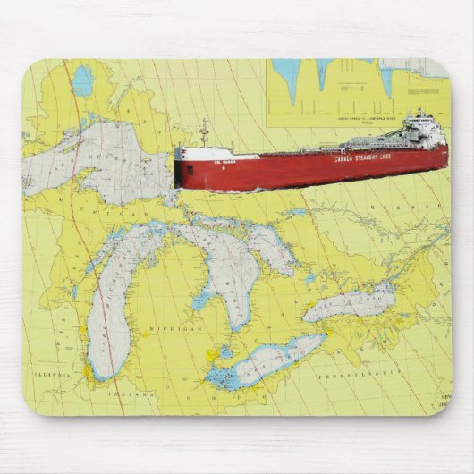 Great Lakes Ship CSL Niagra and Chart Muismat (Voorkant)