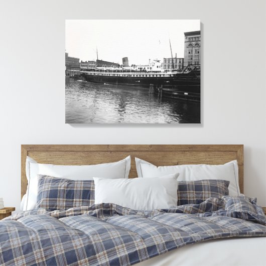 Great Lakes Ship Virginia @ Milwaukee 1890's Foto Canvas Afdruk (Insitu (Slaapkamer))