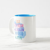 Great Lakes Simple Text Mitten State Coffee Mug Tweekleurige Koffiemok (Voorkant links)