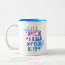 Great Lakes Simple Text Mitten State Coffee Mug Tweekleurige Koffiemok