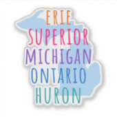 Great Lakes Simple Text Mitten State Sticker (Voorkant)