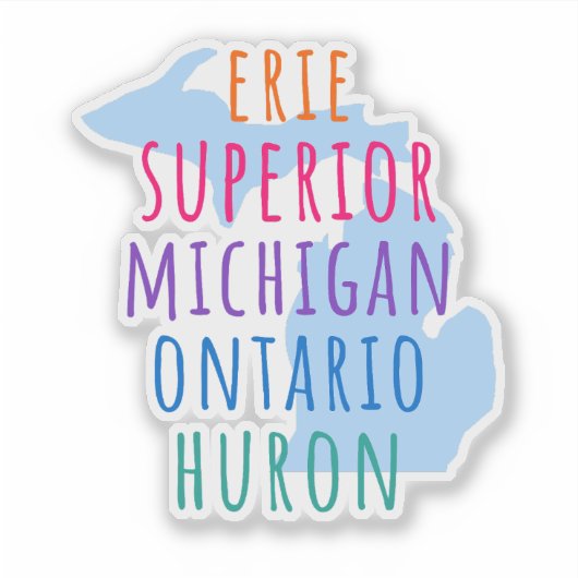 Great Lakes Simple Text Mitten State Sticker (Voorkant)