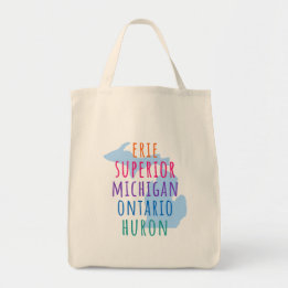 Great Lakes Simple Text Mitten State Tote Bag