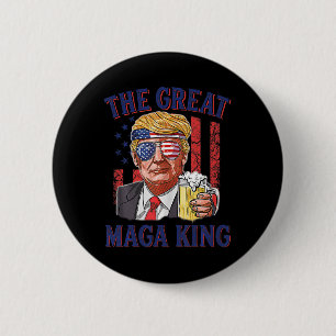 Great Maga King Fun Trump Beer US Flag Ultra M Ronde Button 5,7 Cm