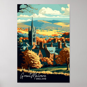 Great Malvern Engeland vintage reisillustratie Poster