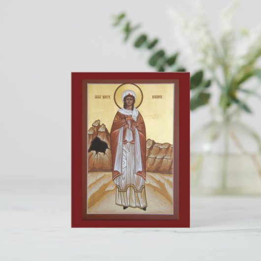 Great Martyr Barbara Icon Prayer Kaart (Staand voorkant)