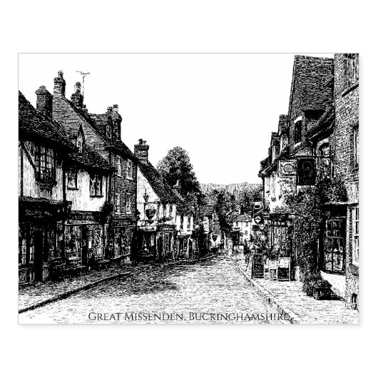 Great Missenden, Buckinghamshire, schets Rubberstempel (Afrduk)
