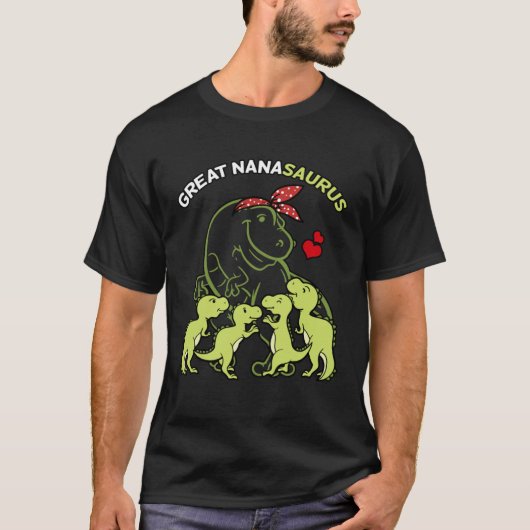 Great Nanasaurus Great Nana 4 Kids Dinosaur Mother T-shirt (Voorkant)