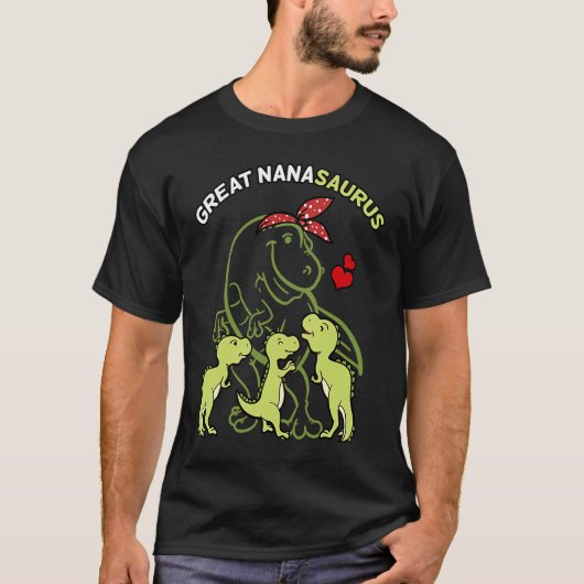 Great Nanasaurus Great Nana Tyrannosaurus Dinosaur T-shirt (Voorkant)