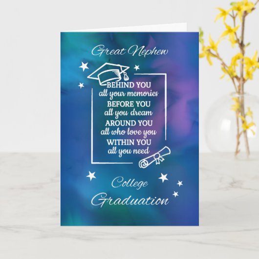 Great Nephew College Graduation Quote Waterverf Kaart (Gele Bloem)