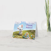 Great Niece Easter with Fluffy Easter Bunny  Kaart (Voorkant)