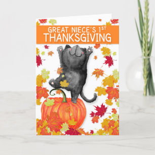 Great Niece's eerste Thanksgiving dansende zwarte  Feestdagen Kaart