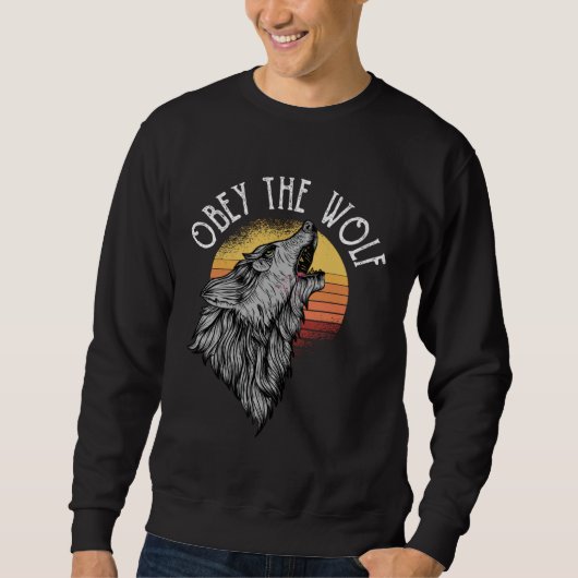 Great obedience of the wolf motif trui (Voorkant)