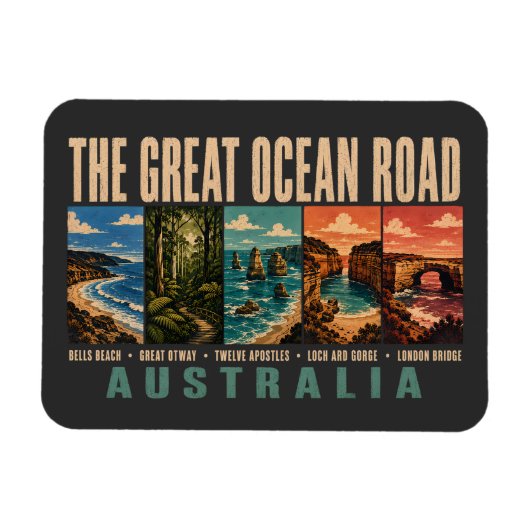 Great Ocean Road Australia Landmarks Illustration Magneet (Horizontaal)
