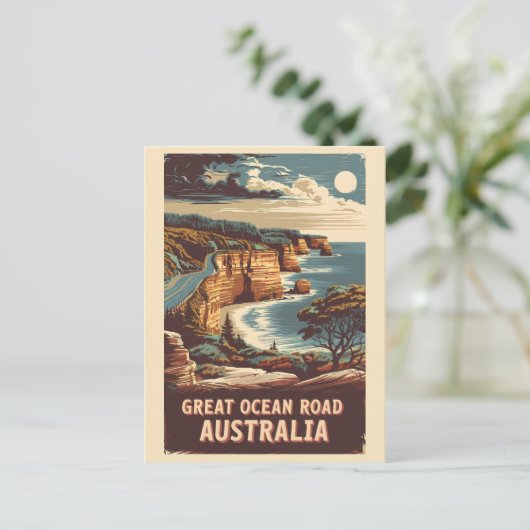 Great Ocean Road Australië Illustratie Reizen Kuns Briefkaart (Staand voorkant)