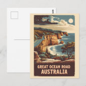 Great Ocean Road Australië Illustratie Reizen Kuns Briefkaart (Voorkant / Achterkant)