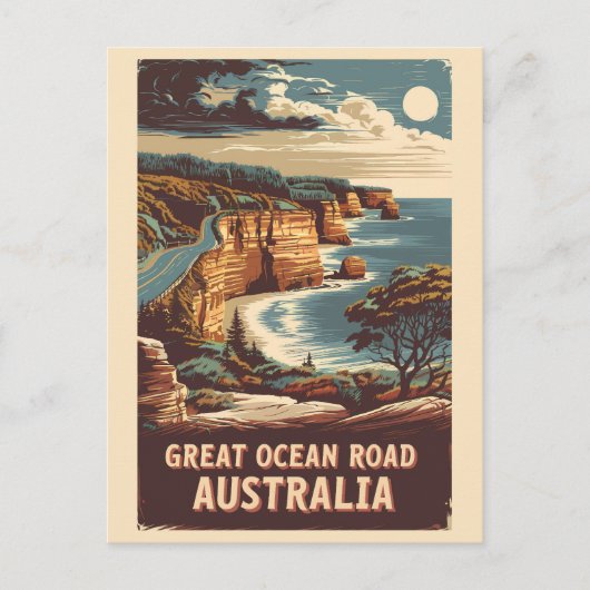 Great Ocean Road Australië Illustratie Reizen Kuns Briefkaart (Voorkant)