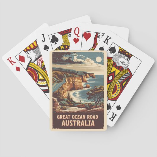 Great Ocean Road Australië Illustratie Reizen Kuns Pokerkaarten (Achterkant)