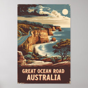 Great Ocean Road Australië Illustratie Reizen Kuns Poster