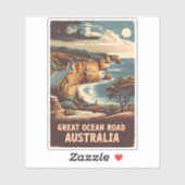 Great Ocean Road Australië Illustratie Reizen Kuns Sticker (Vel)