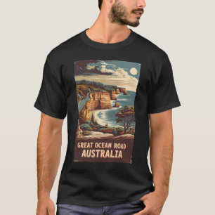 Great Ocean Road Australië Illustratie Reizen Kuns T-shirt
