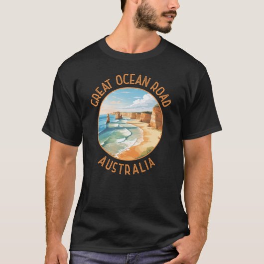 Great Ocean Road Australië Noodcirkel Retro T-shirt (Voorkant)