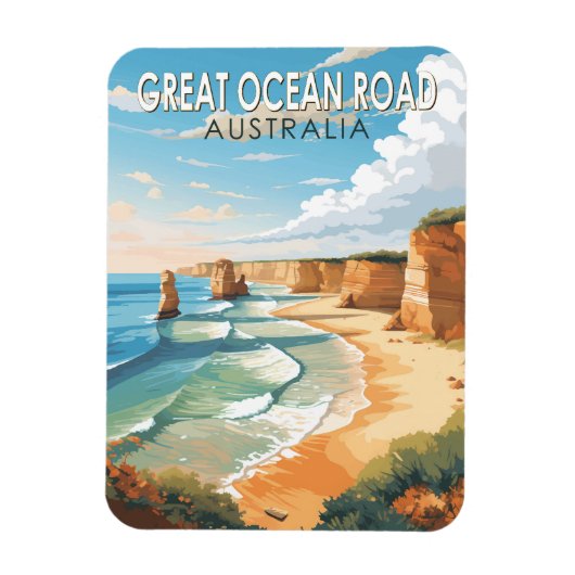 Great Ocean Road Australië Reiskunst Vintage Magneet (Verticaal)