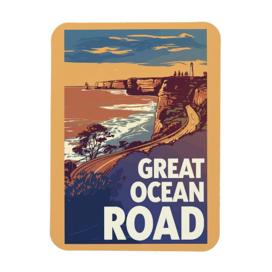 Great Ocean Road Travel Art Vintage Magneet (Verticaal)