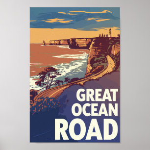 Great Ocean Road Travel Art Vintage Poster