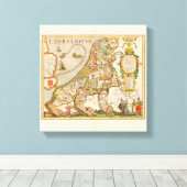 Great Old Map of Belgium (Year 1617) Canvas Afdruk (Insitu (Houten vloer))