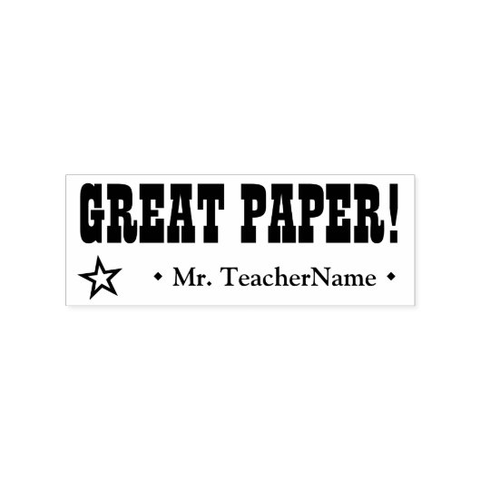 "GREAT PAPER!" + Leraar Naam Rubber Stempel (Afrduk)