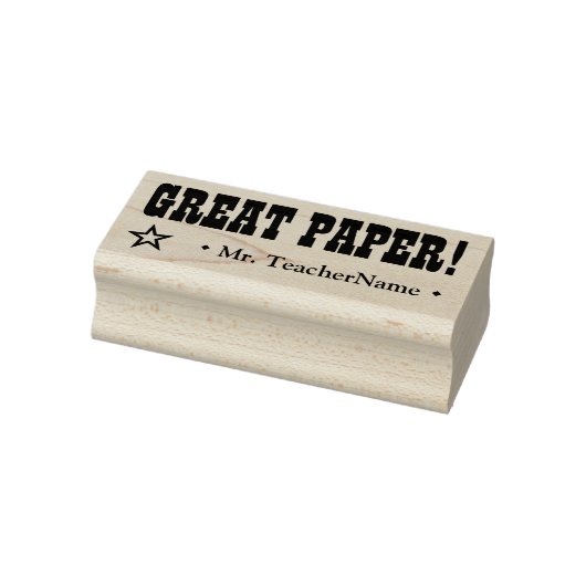 "GREAT PAPER!" + Leraar Naam Rubber Stempel (Stempel)