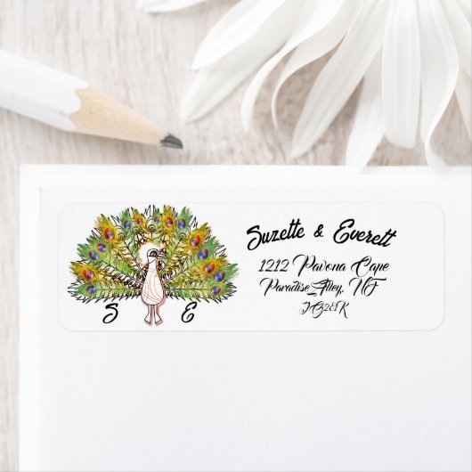 Great Peacock Return-adreslabel Etiket (Insitu)