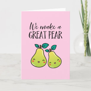 Great Pear Cute Fruit Pun Funny Valentijnsdag Feestdagen Kaart