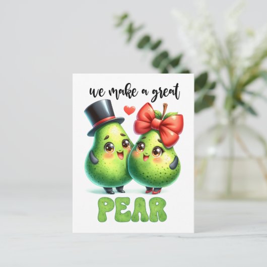 Great Pear Punny Funny Valentijn Briefkaart (Staand voorkant)