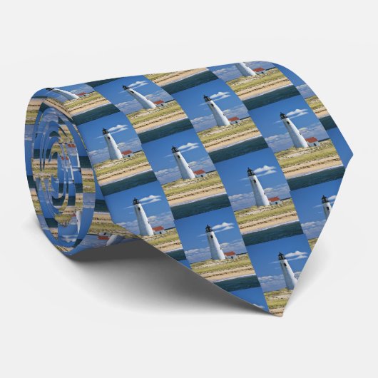 Great Point Lighthouse Nantucket MA Mannen Stropda Stropdas (Opgerold)