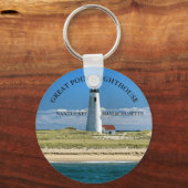 Great Point Lighthouse Nantucket MA Sleutelhanger (Voorkant)