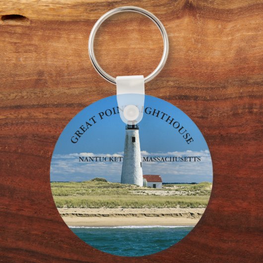 Great Point Lighthouse Nantucket MA Sleutelhanger (Voorkant)