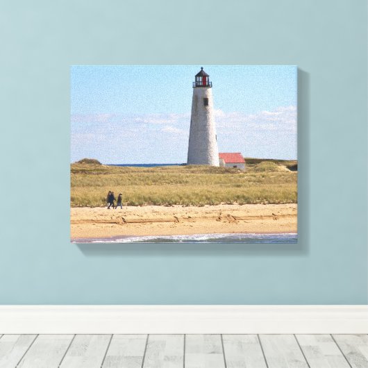 Great Point Lighthouse Nantucket MA Wrapped Canvas (Insitu (Houten vloer))
