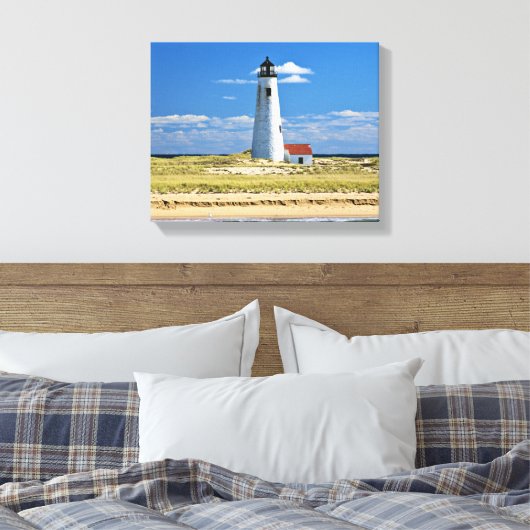 Great Point Lighthouse Nantucket MA Wrapped Canvas (Insitu (Slaapkamer))
